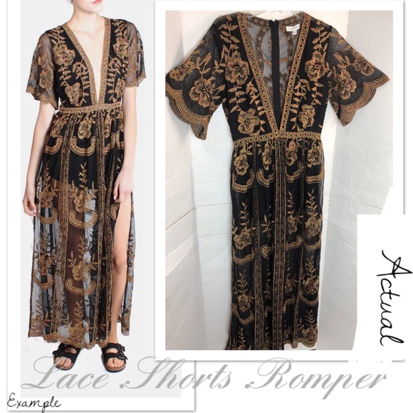 Honey Punch Pants - 24-hr sale! PLUNGING LACE MAXI ROMPER